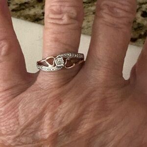 Elegant Gold and Silver Women's Ring with Diamond Accents